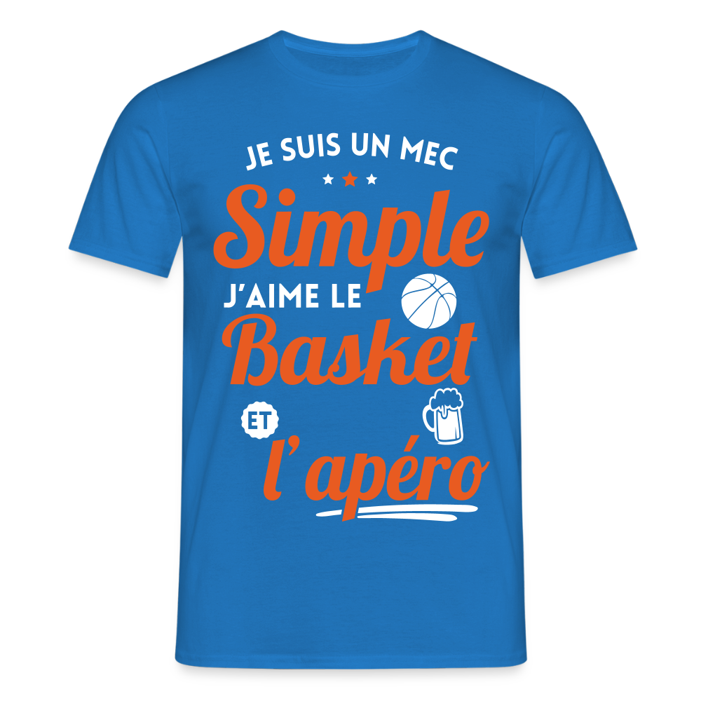 T-shirt Homme - J'aime le basket et l'apéro - bleu royal