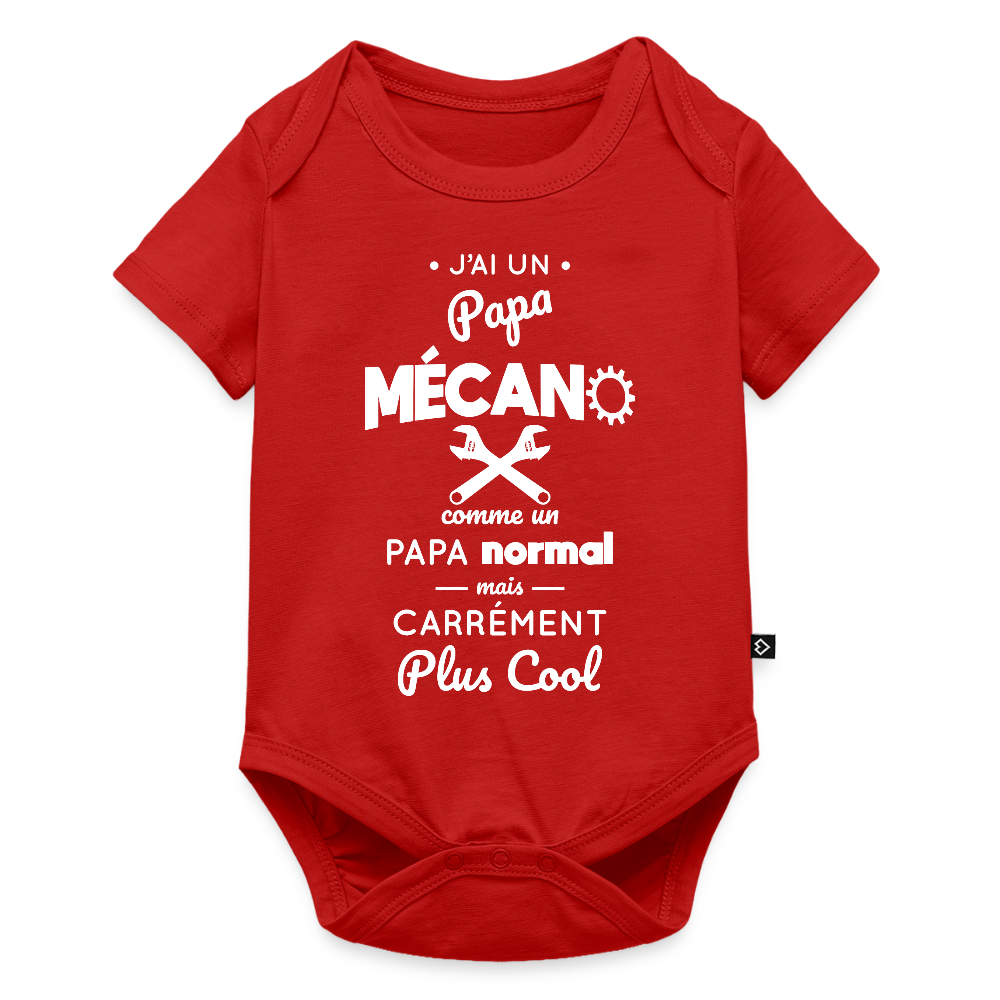 Body Bébé bio manches courtes - J'ai un papa mécano - rouge