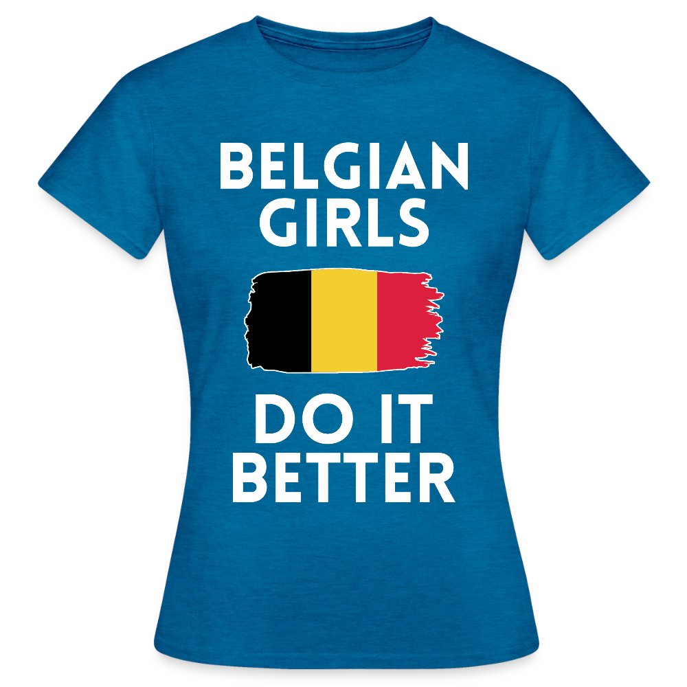 T-shirt femme - Belgian Girls Do It Better - bleu saphir antique chiné