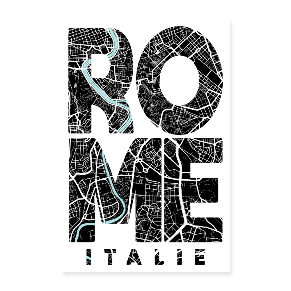 Poster Rome - Plan Rome - 60 x 90 cm - blanc