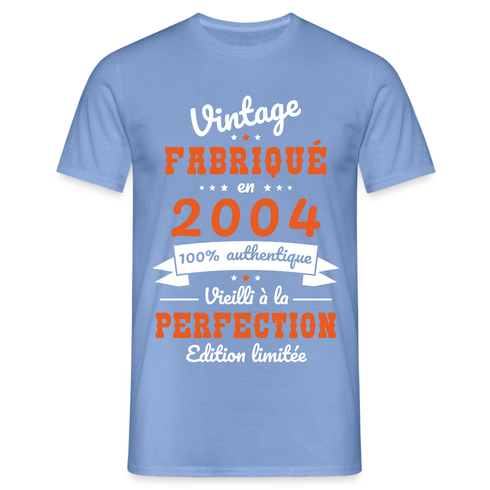 T-shirt Homme - Anniversaire 21 Ans - Vintage Fabriqué en 2004 - carolina blue