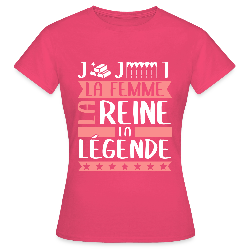 T-shirt femme Georgette rébus – La femme, la reine, la légende - rose azalée