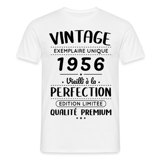T-shirt anniversaire homme 70 ans coloris clair – Vintage 1956 – Perfection - blanc