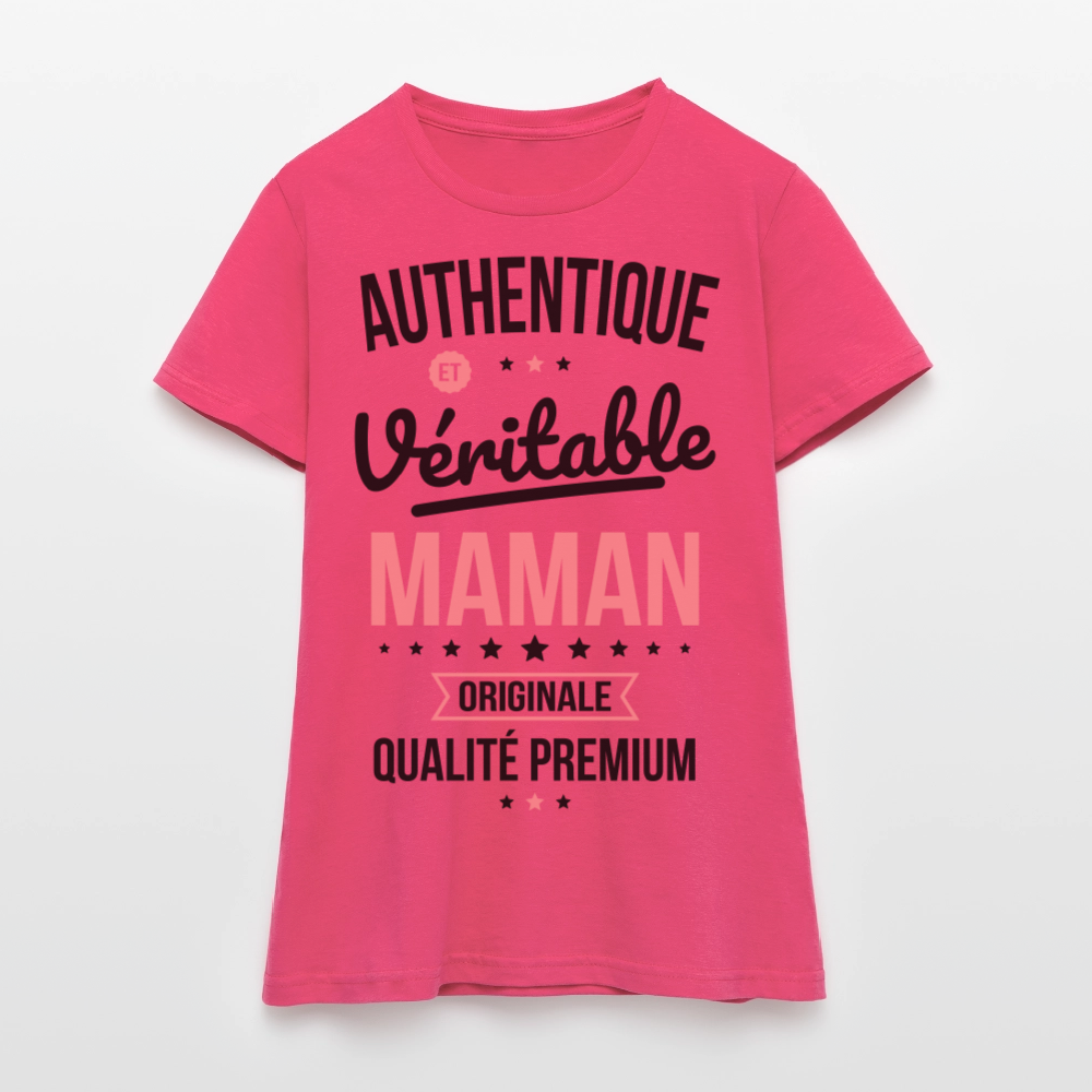 T-shirt Femme - Authentique et véritable Maman - rose azalée