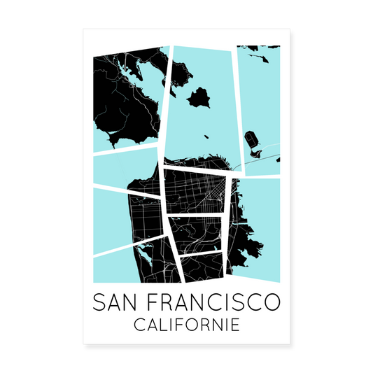 Poster San Francisco - Plan San Francisco - 20 x 30 cm - blanc