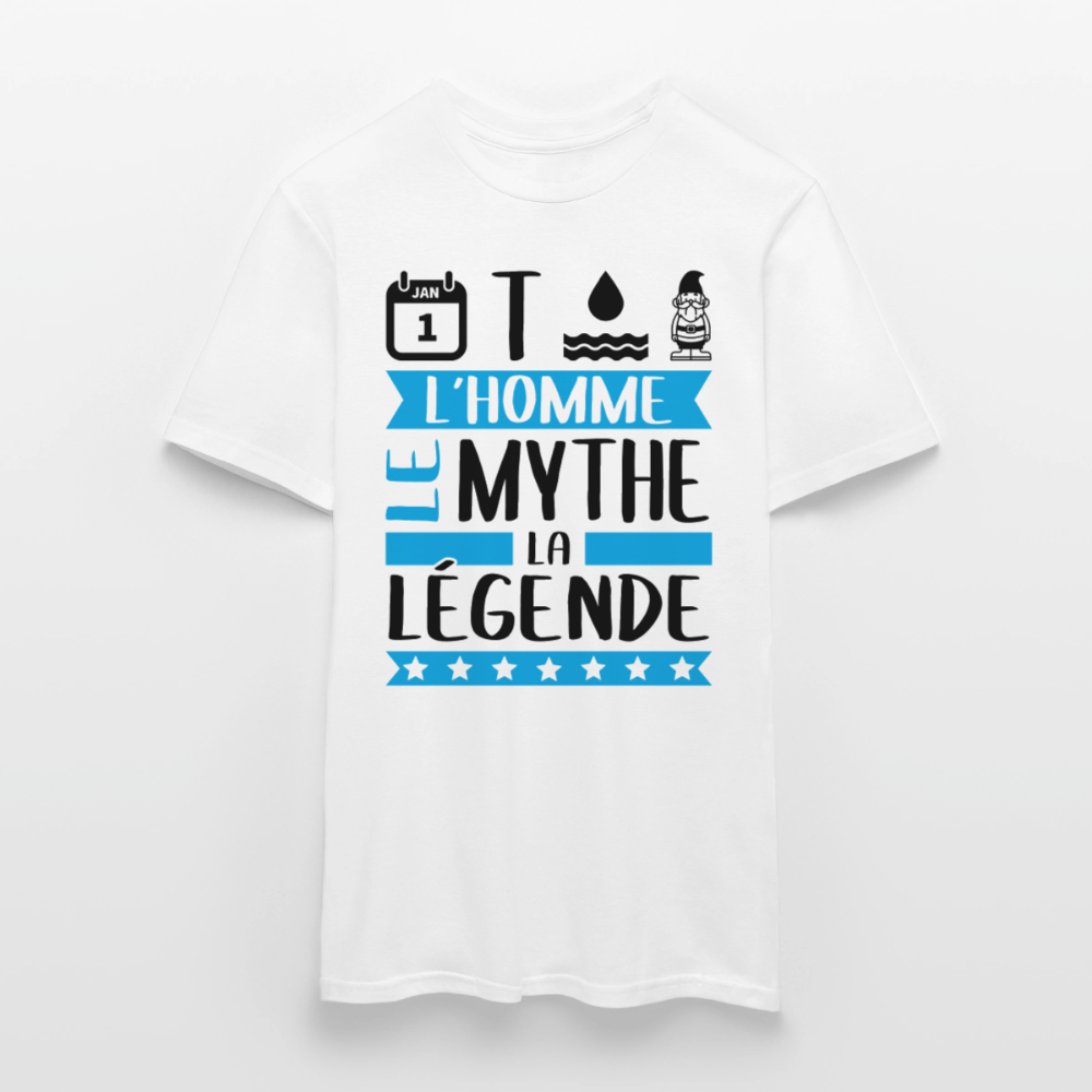 T-shirt homme clair Antonin rébus – L’homme, le mythe, la légende - blanc