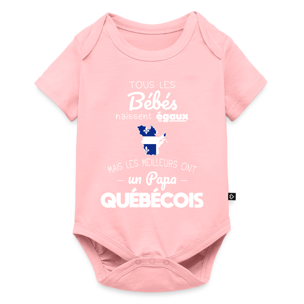 Body Bébé bio manches courtes - Les Meilleurs Ont Un Papa Québécois - rose