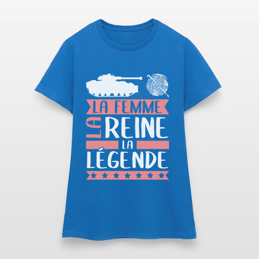 T-shirt femme Charlène rébus – La femme, la reine, la légende - bleu royal