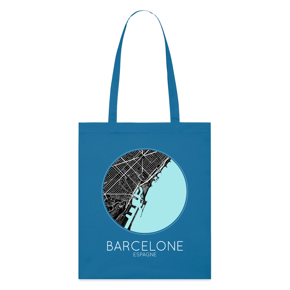 Tote Bag Barcelone Bio – Plan de Barcelone - bleu royal