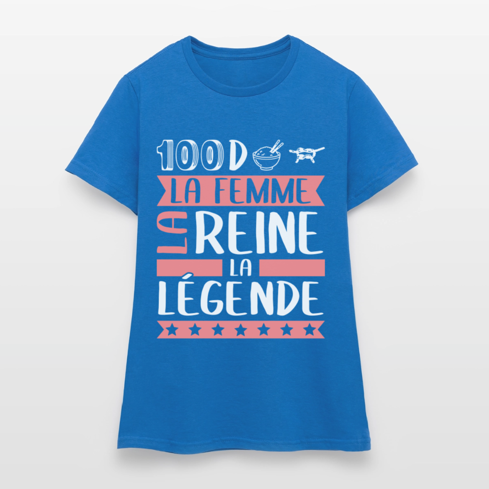 T-shirt femme Sandrine rébus – La femme, la reine, la légende - bleu royal