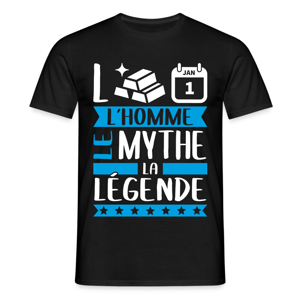 T-shirt homme Laurent rébus – L’homme, le mythe, la légende - noir