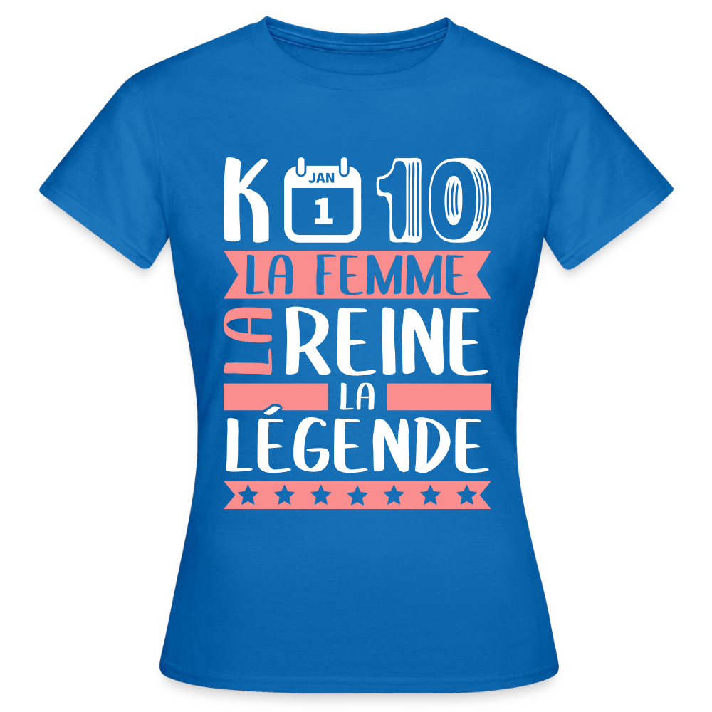T-shirt femme Candice rébus – La femme, la reine, la légende - bleu royal
