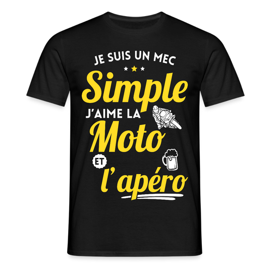 T-shirt Homme - J'aime la moto et l'apéro - noir