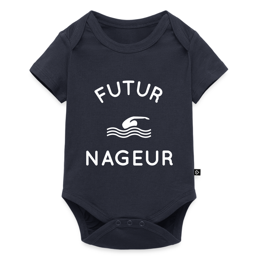 Body Bébé bio manches courtes - Futur nageur - bleu marine