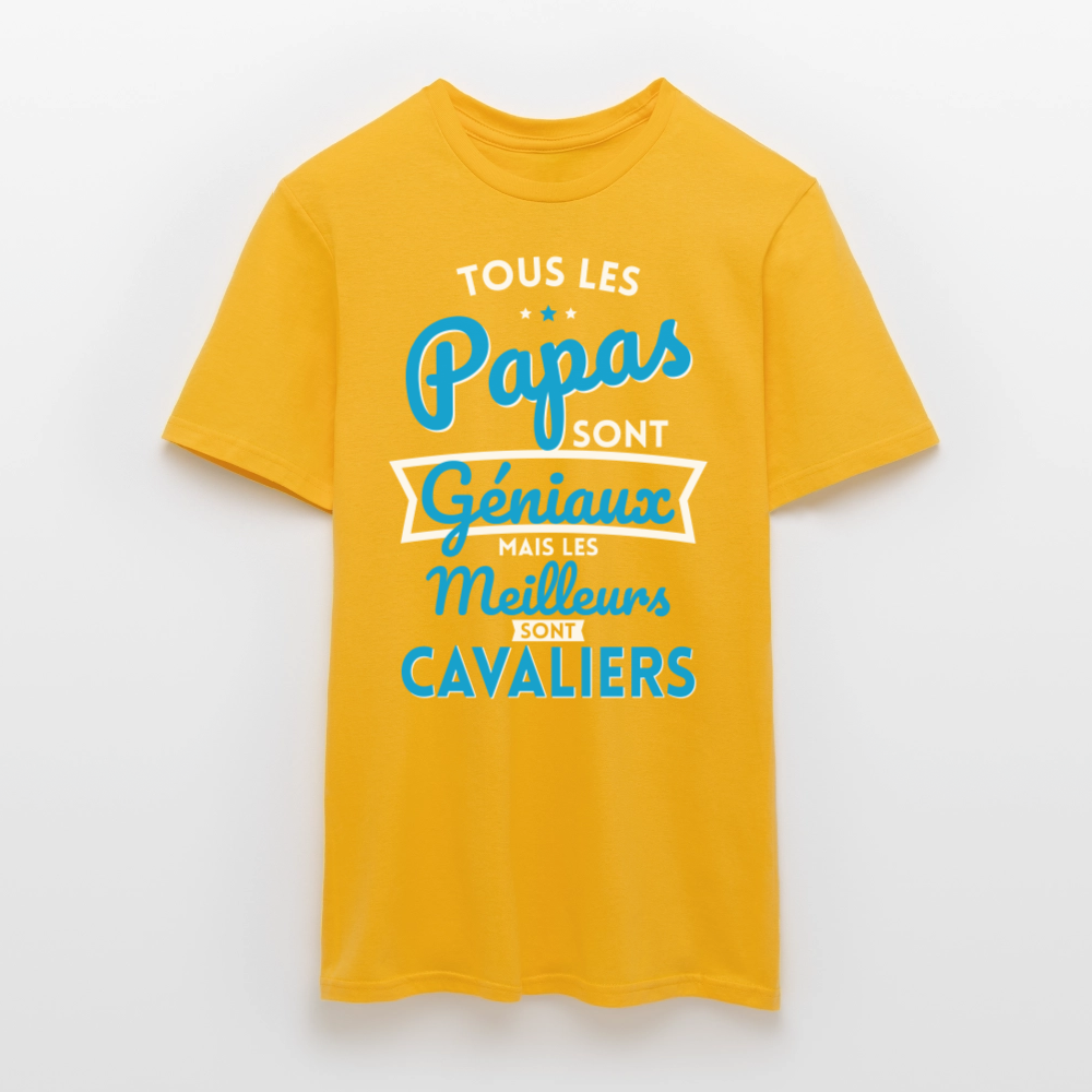 T-shirt Homme - Papas géniaux - Les meilleurs sont cavaliers - jaune