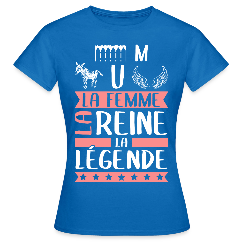 T-shirt femme Emmanuelle rébus – La femme, la reine, la légende - bleu royal