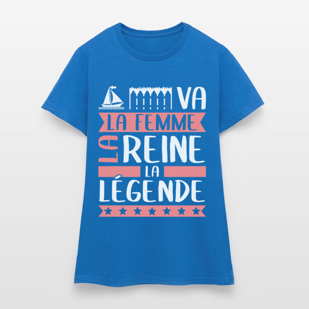 T-shirt femme Maëva rébus – La femme, la reine, la légende - bleu royal