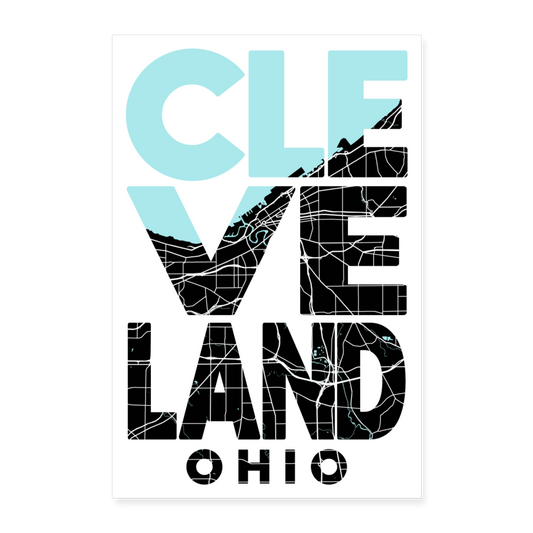 Poster Cleveland - Plan Cleveland - 60 x 90 cm - blanc