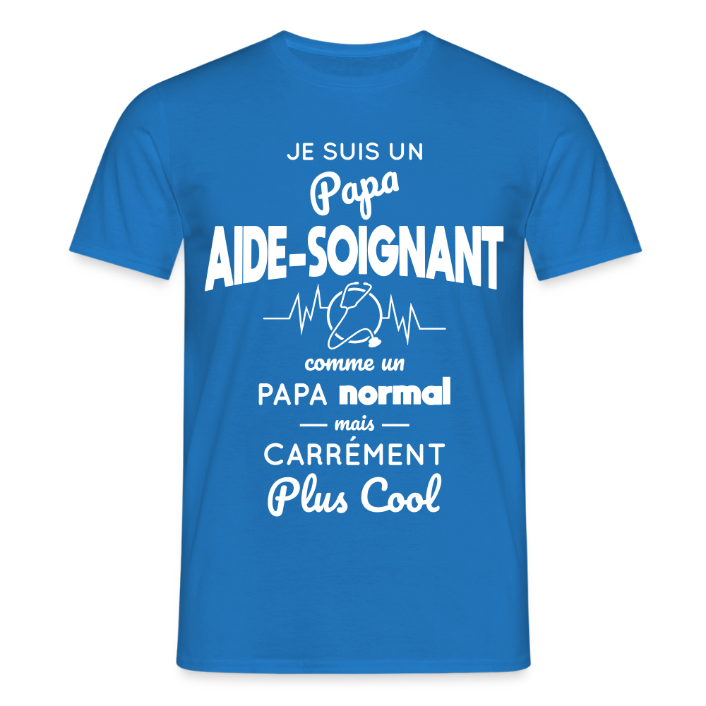 T-shirt Homme - Papa aide-soignant plus cool - bleu royal