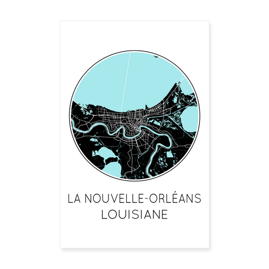 Poster La Nouvelle-Orléans - Plan La Nouvelle-Orléans - 20 x 30 cm - blanc