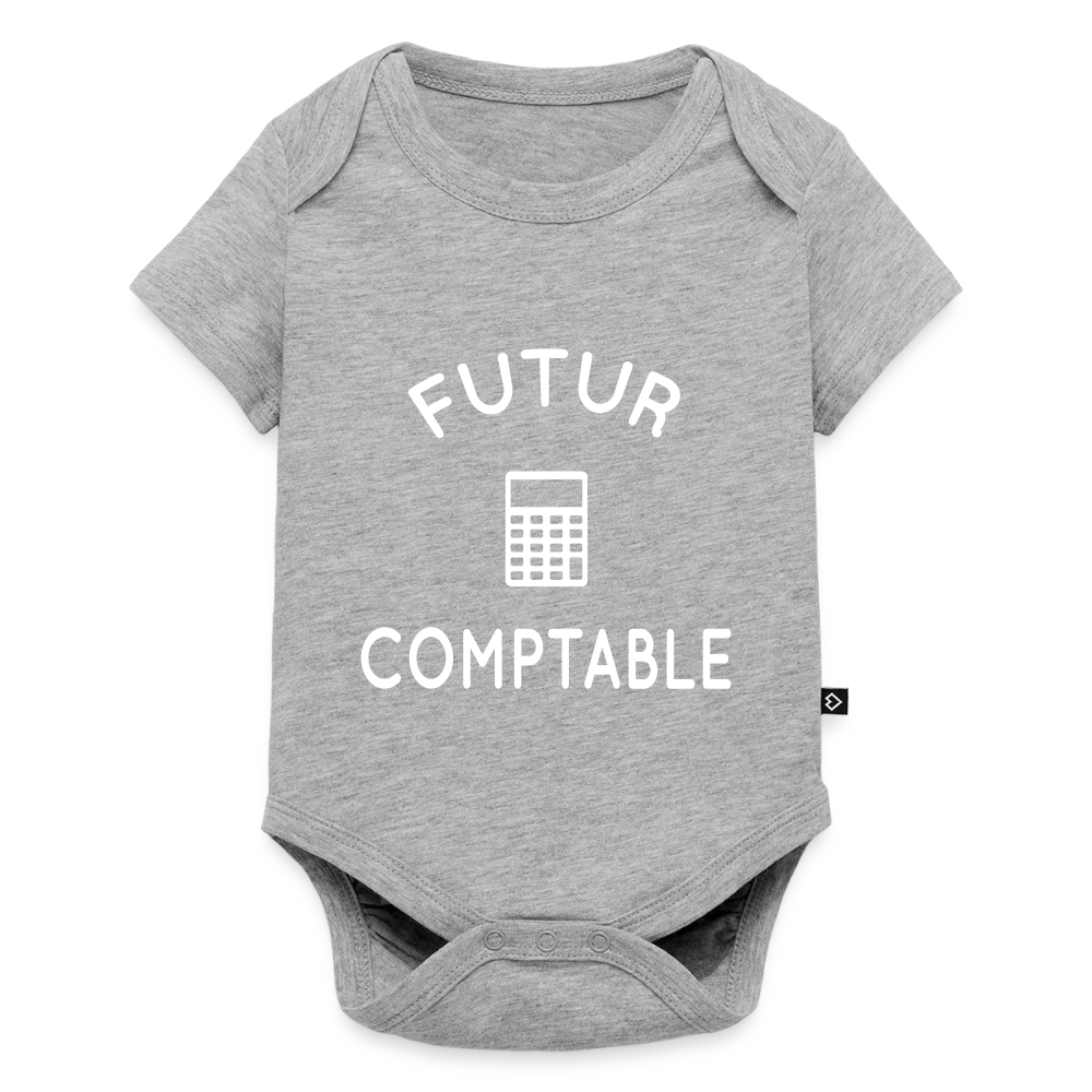 Body Bébé bio manches courtes - Futur comptable - gris chiné