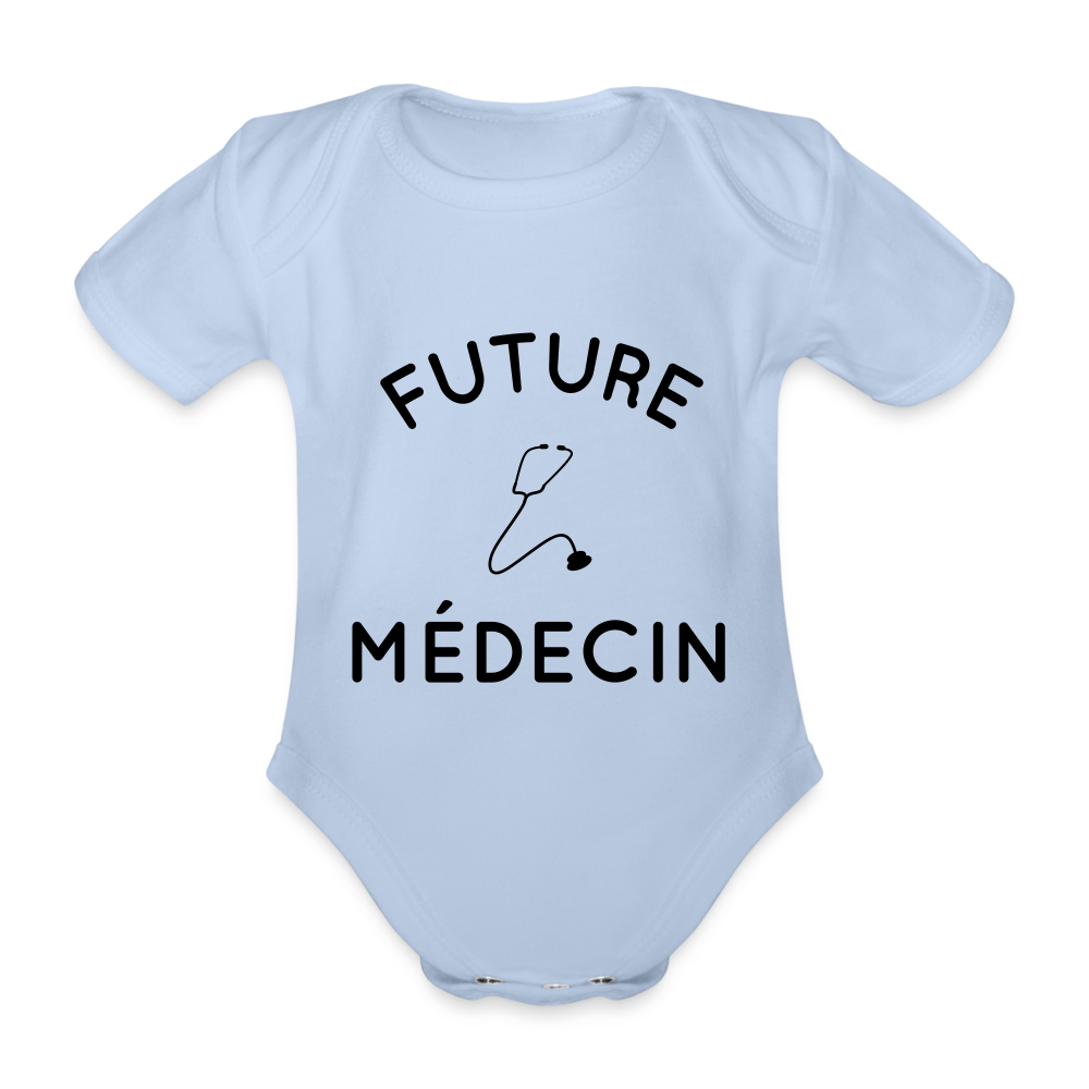 Body Bébé bio manches courtes - Future médecin - ciel