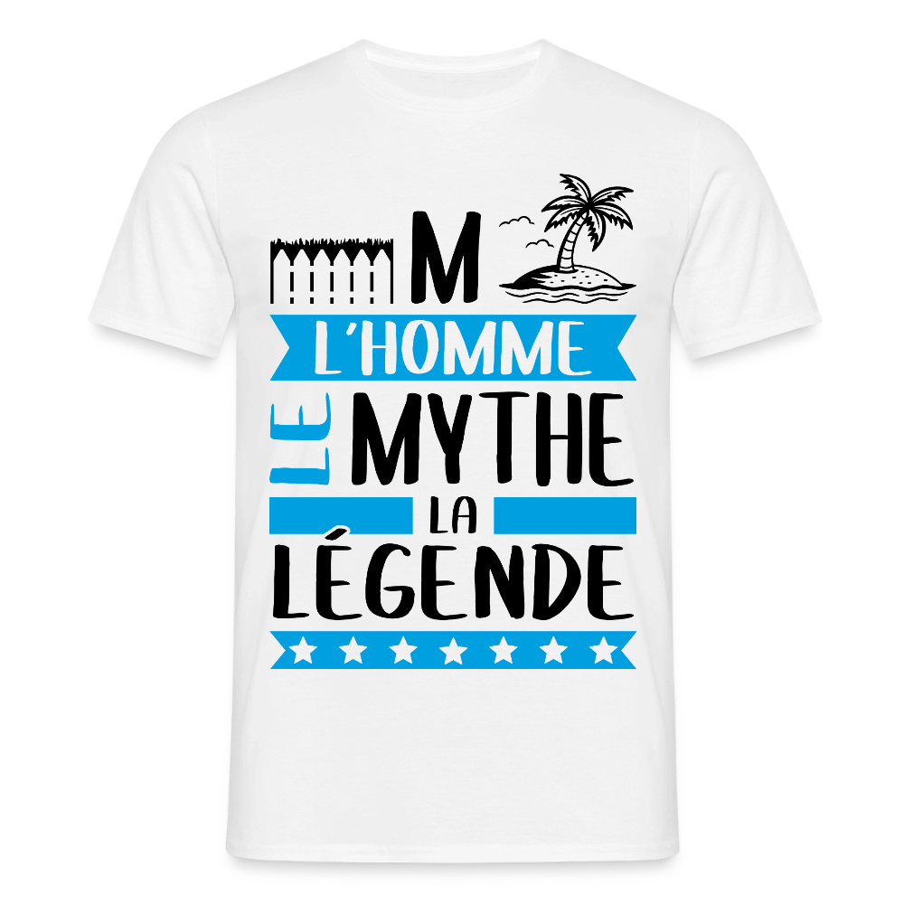 T-shirt homme coloris clair Emile rébus – L’homme, le mythe, la légende - blanc