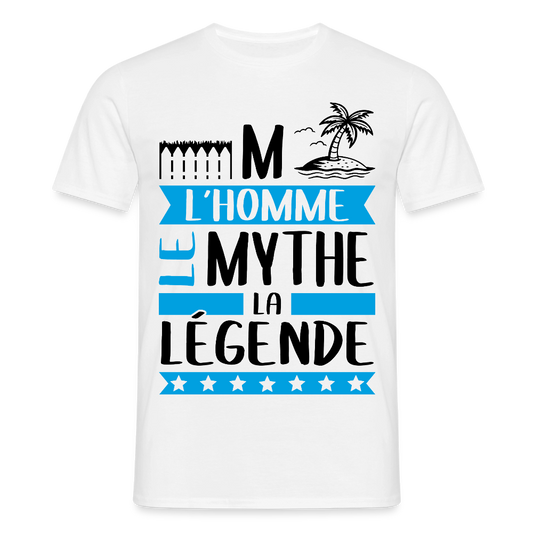 T-shirt homme coloris clair Emile rébus – L’homme, le mythe, la légende - blanc