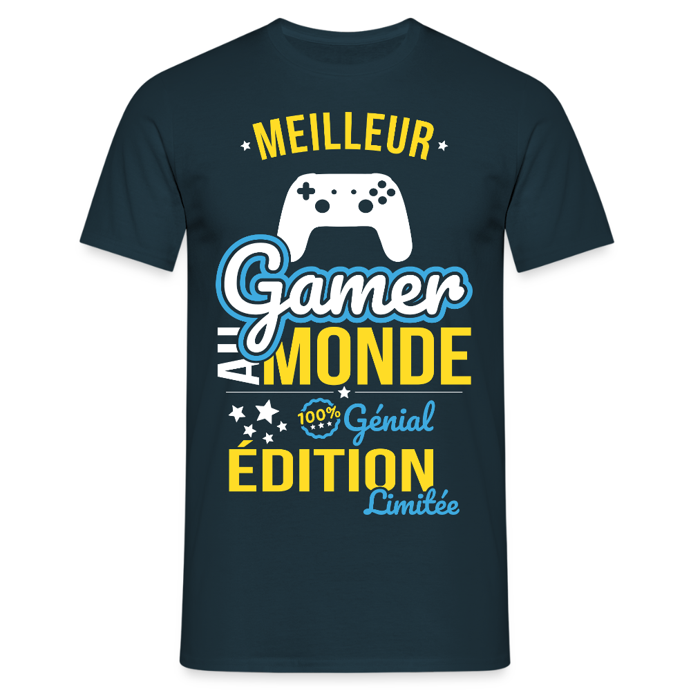 T-shirt Homme - Meilleur Gamer au monde - 100% génial - marine