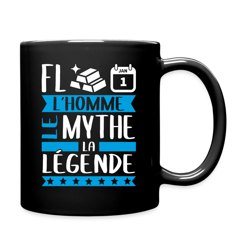 Mug uni Florent rébus – L’homme, le mythe, la légende - noir