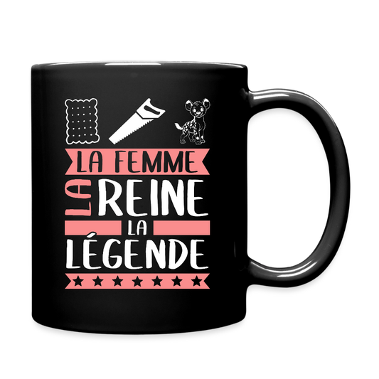 Mug uni Lucienne rébus – La femme, la reine, la légende - noir