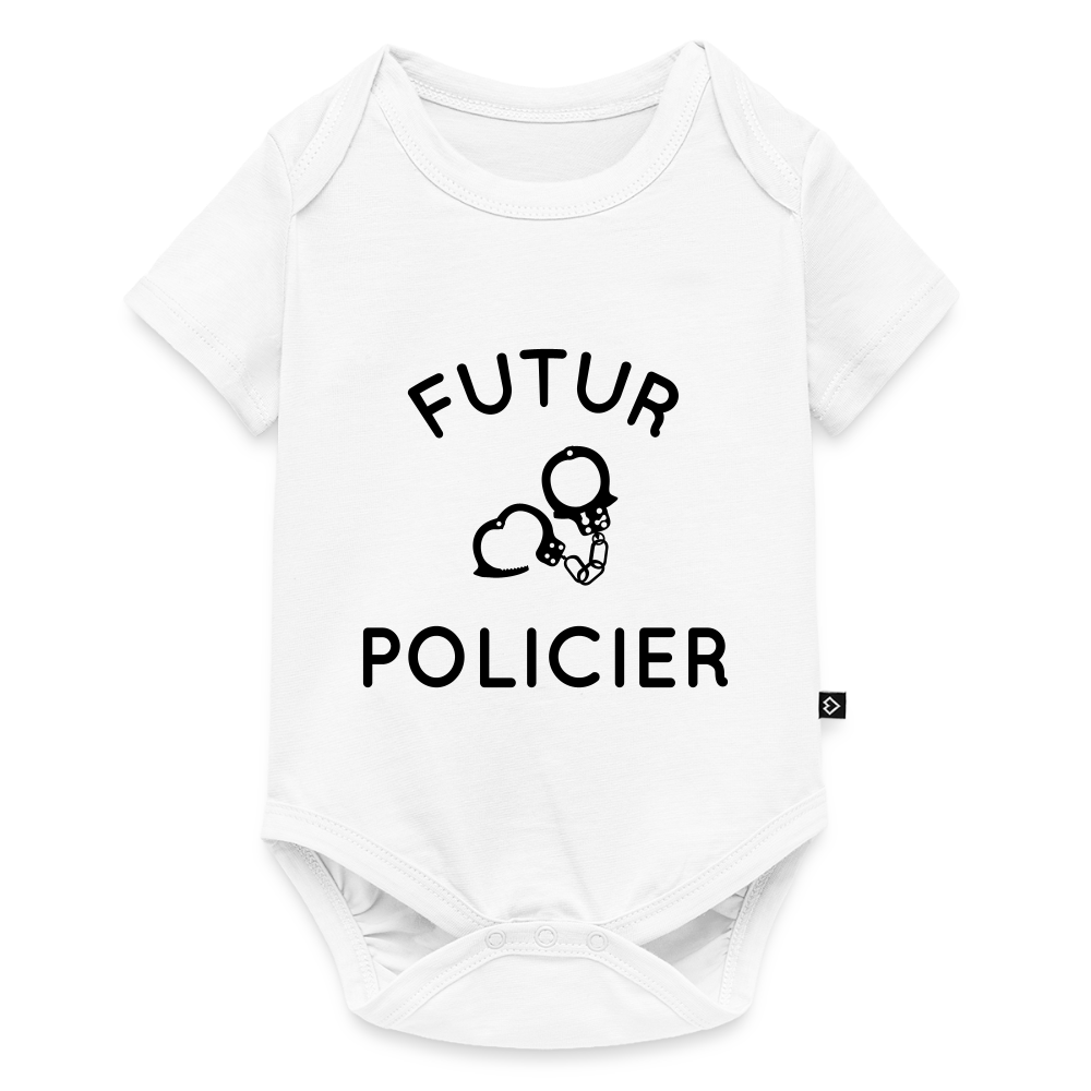 Body Bébé bio manches courtes - Futur policier - blanc