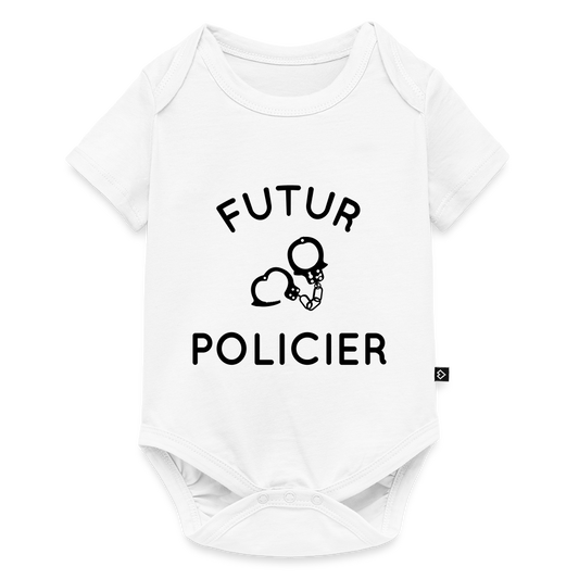 Body Bébé bio manches courtes - Futur policier - blanc