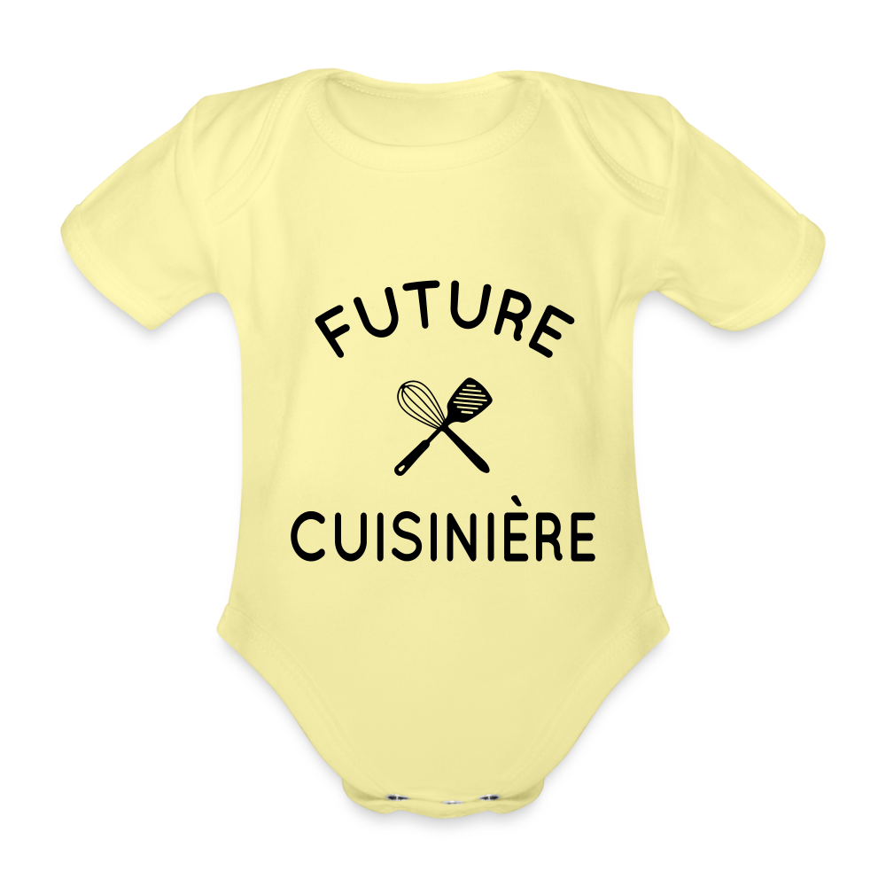 Body Bébé bio manches courtes - Future cuisinière - jaune délavé
