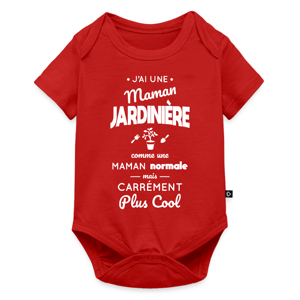 Body Bébé bio manches courtes - J'ai une maman jardinière - rouge
