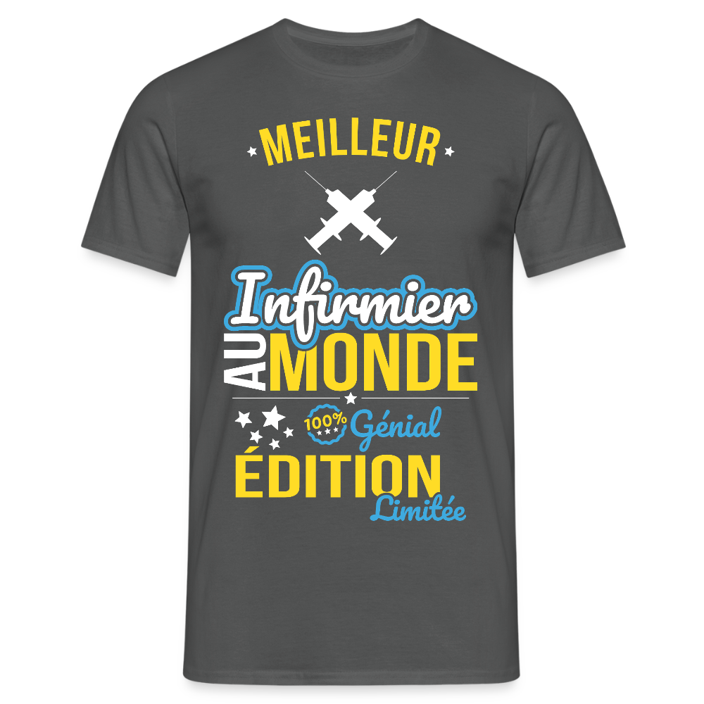 T-shirt Homme - Meilleur Infirmier au monde - 100% génial - charbon