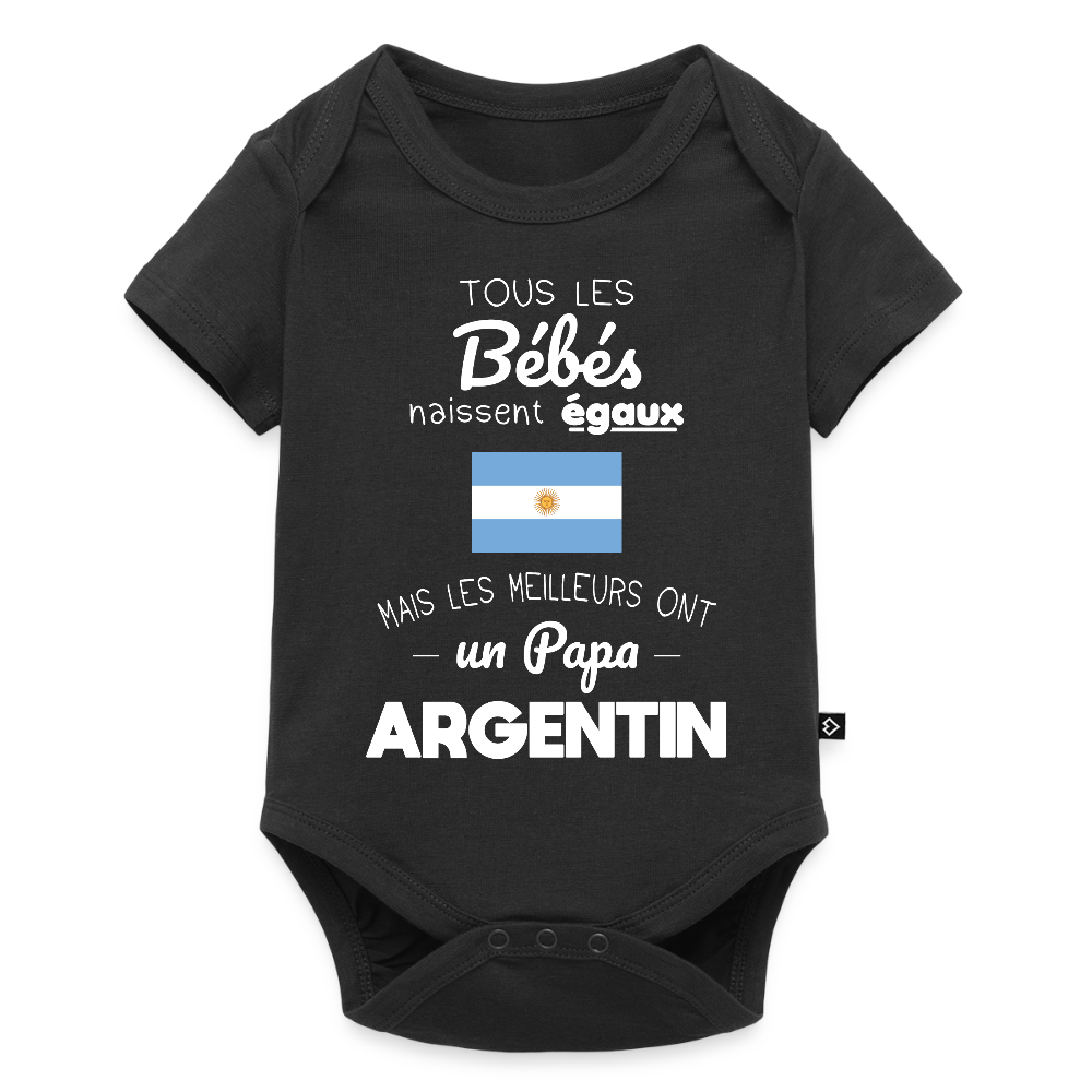 Body Bébé bio manches courtes - Les Meilleurs Ont Un Papa Argentin - noir