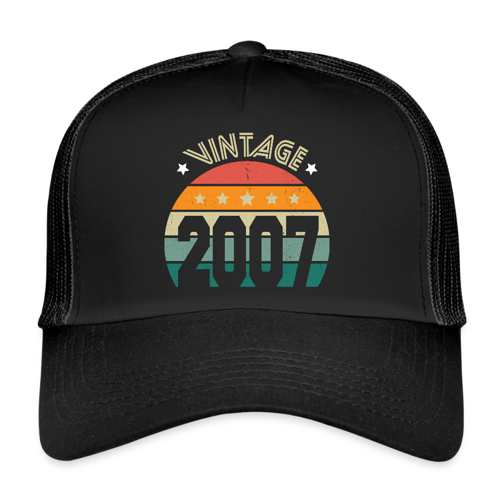 Casquette Trucker - Anniversaire 18 Ans - Vintage 2007 - noir/noir