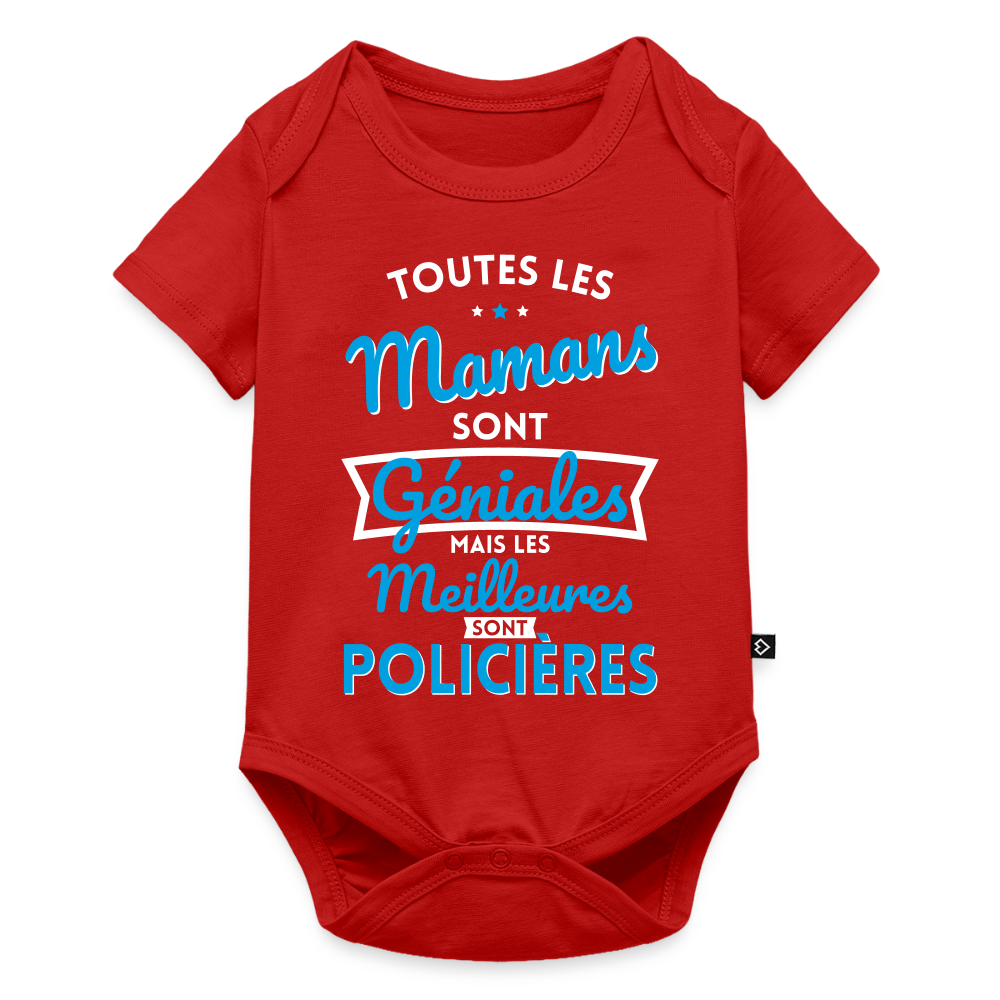 Body Bébé bio manches courtes - Mamans géniales - Les meilleures sont policières - rouge