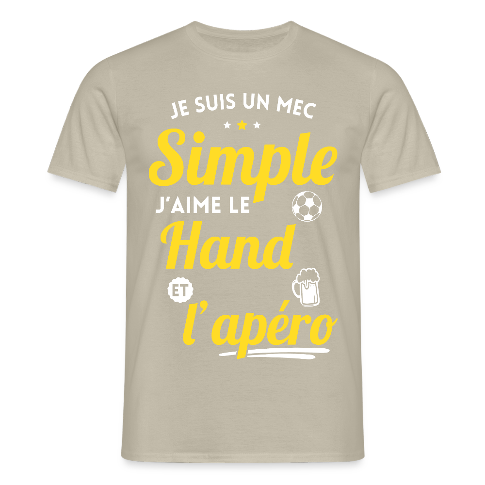 T-shirt Homme - J'aime le hand et l'apéro - beige sable