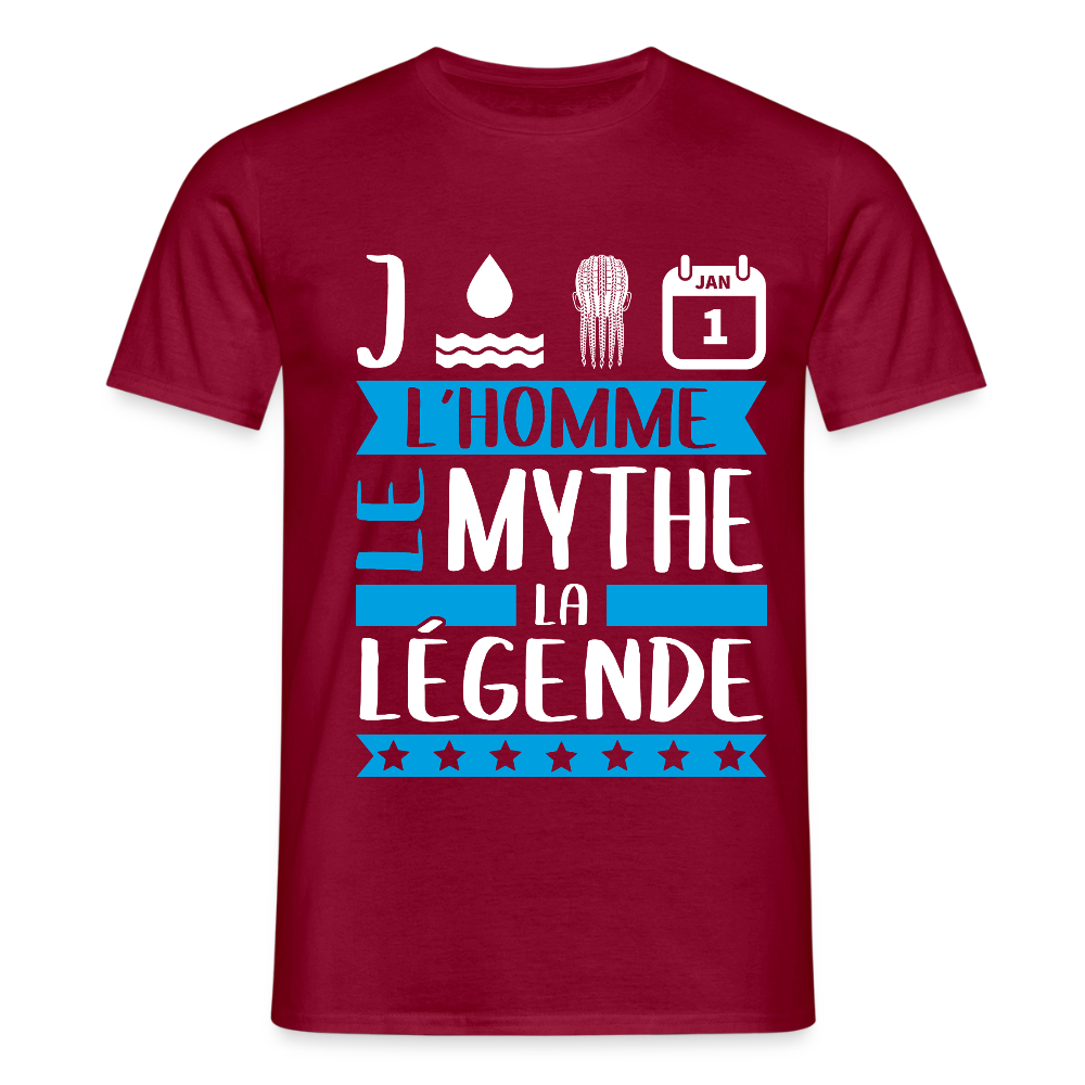 T-shirt homme Jonathan rébus – L’homme, le mythe, la légende - rouge brique