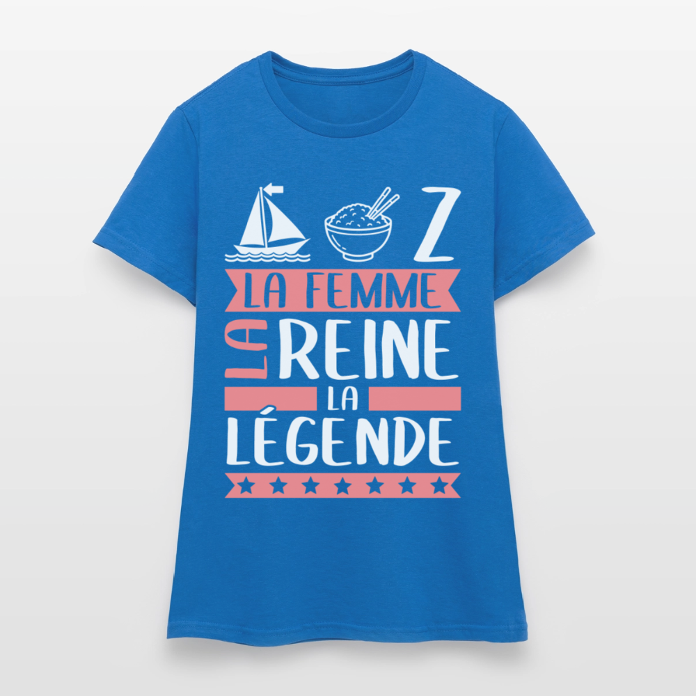 T-shirt femme Maryse rébus – La femme, la reine, la légende - bleu royal