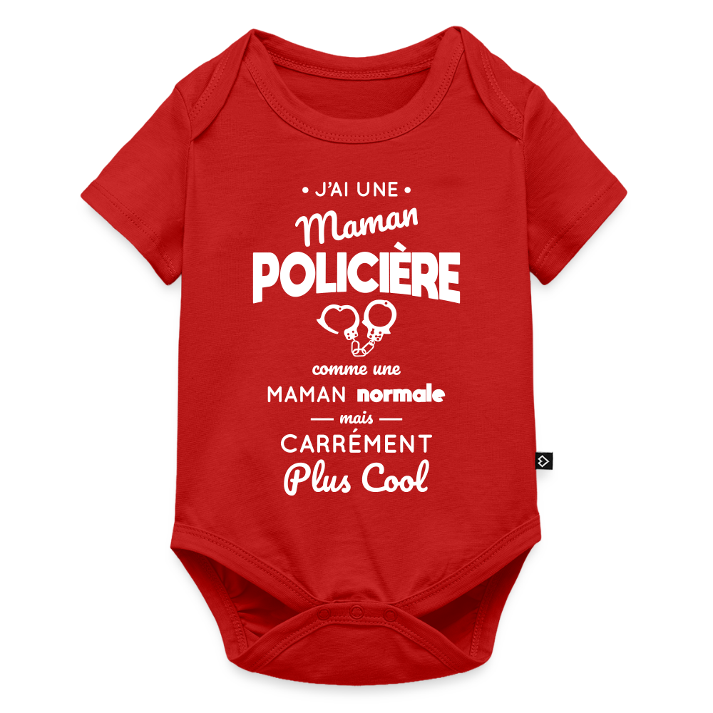 Body Bébé bio manches courtes - J'ai une maman policière - rouge