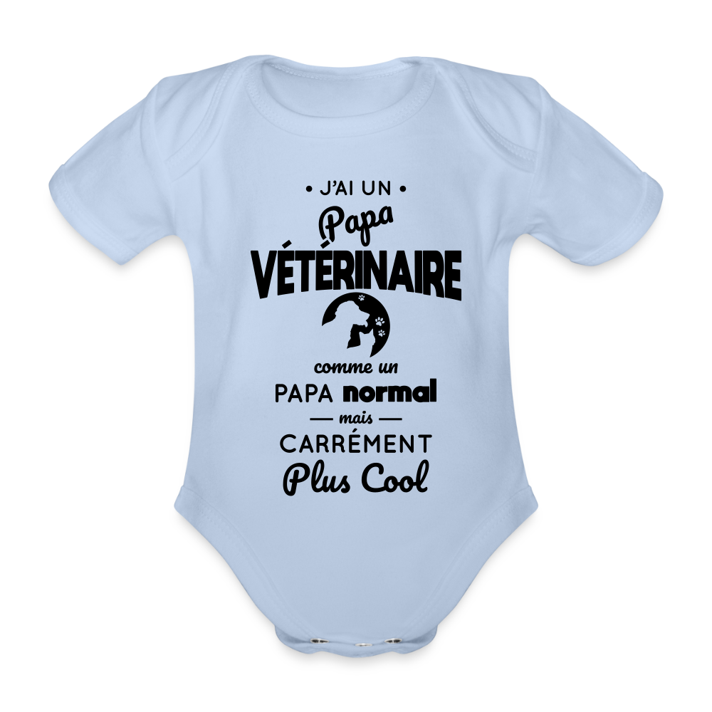Body Bébé bio manches courtes - J'ai un papa vétérinaire - ciel