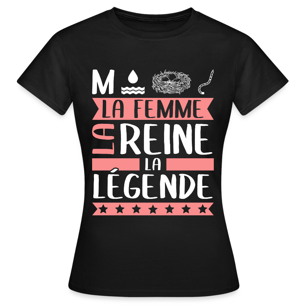 T-shirt femme Monique rébus – La femme, la reine, la légende - noir