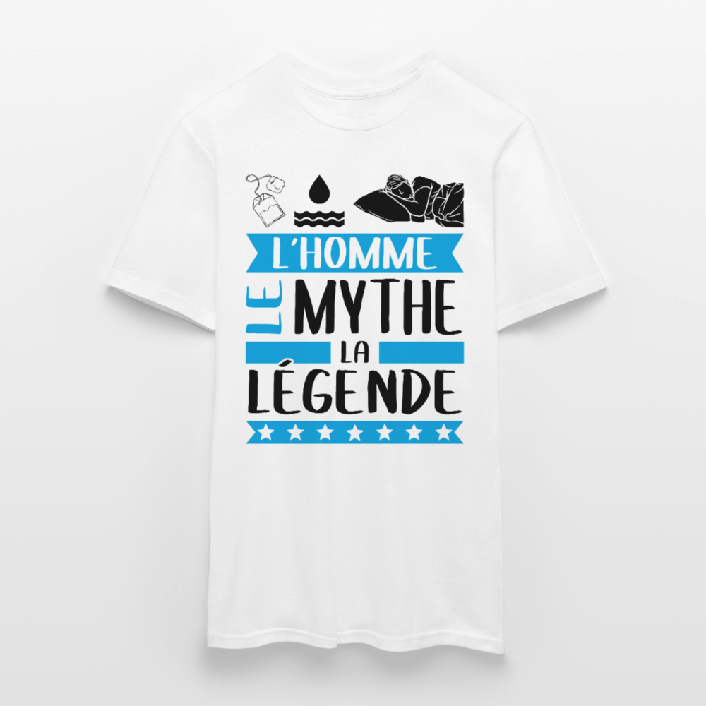 T-shirt homme coloris clair Théodore en rébus – L’homme, le mythe, la légende - blanc