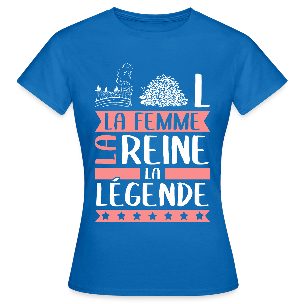 T-shirt femme Chantal rébus – La femme, la reine, la légende - bleu royal