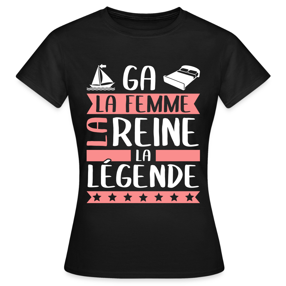 T-shirt femme Magalie rébus – La femme, la reine, la légende - noir