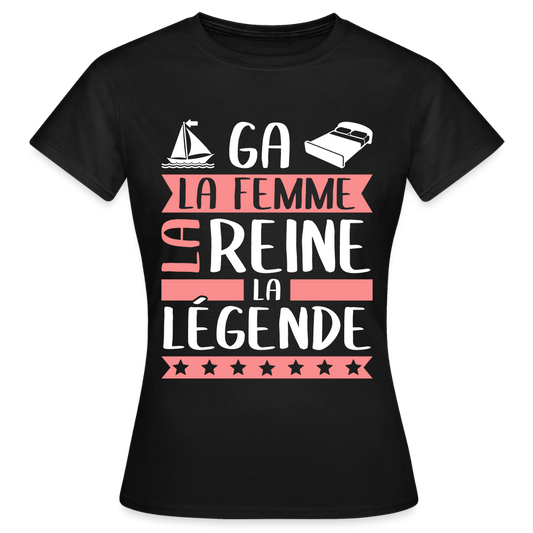 T-shirt femme Magalie rébus – La femme, la reine, la légende - noir