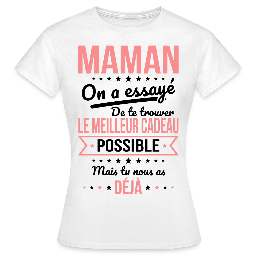 T-shirt femme maman humour coloris clair - Cadeau fête des mères - blanc